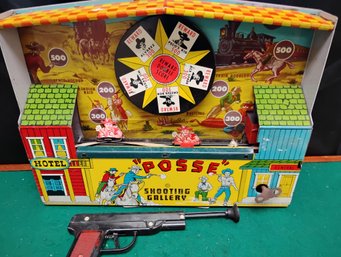 Vintage Wyandotte Large Moving Target Shooting Gallery Western Toy With Pistol - Does Not Wind