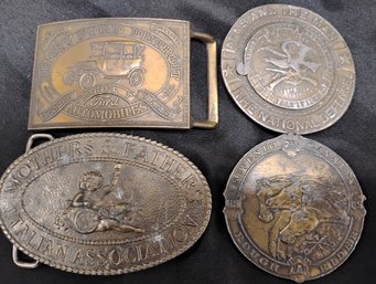 Lot Of 4 Belt Buckles With Ford Model T, Rough Riders, Italian Association Etc