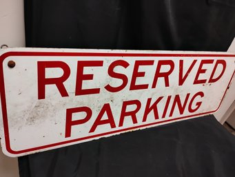 Large And Heavy 36 Inch Reserved Parking Enamel Sign With Hangers