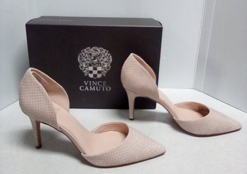 Vince Camuto VP-Baletts Lady Like Exotic Embossed Heels In 8M - In Light Pink - Suede Feel