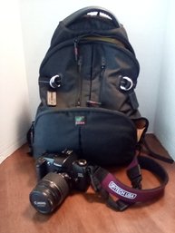 Canon Ultrasonic EOS Rebel G 28-80MM With Strap & Kata Backpack Style Bag   LR