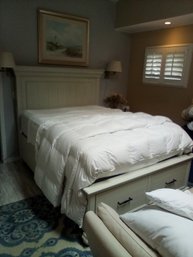 Queen Size Bed With Generous Front Drawer Storage For Linens - Headboard - Footboard - Side Rails