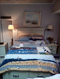 California King Size Never Used Patch Magic Nautical Inspired Quilt With Wonderful Image Details  (BR)