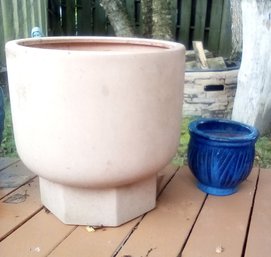 Two Ceramic Pots - Light Pink & Cobalt Blue - For Indoor/outdoor Use