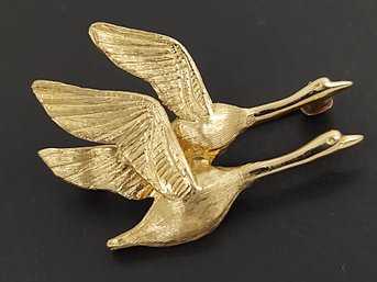 VINTAGE 14K GOLD GEESE PIN / BROOCH