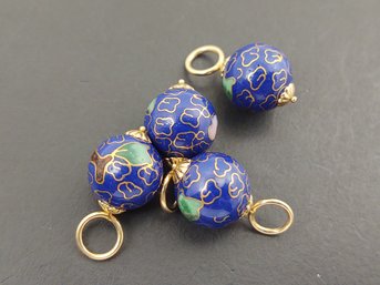 GROUP OF (4) VINTAGE 14K GOLD ENAMEL CLOISSONE CHARMS