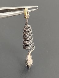 VINTAGE STERLING SILVER COILED SNAKE PENDANT W/ GOLD ACCENTS