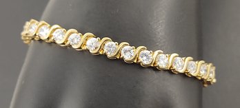 BEAUTIFUL GOLD OVER STERLING SILVER CZ TENNIS BRACELET