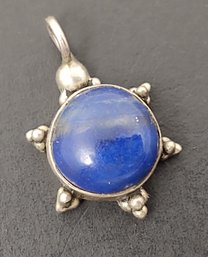 VINTAGE STERLING SILVER LAPIS LAZULI TURTLE SHAPED PENDANT