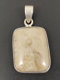 VINTAGE STERLING SILVER FOSSILIZED CORAL PENDANT