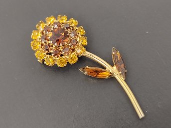 VINTAGE RHINESTONE FLOWER BROOCH POSSIBLY WEISS OR JULIANA