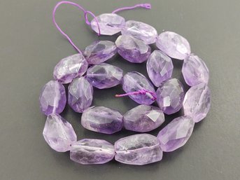 STRAND OF LOOSE CHUNKY FACETED NATURAL AMETHYST BEADS