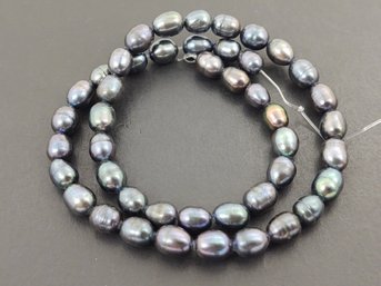 LOOSE STRAND OF 6mm-6.5mm BLACK BAROQUE PEARLS