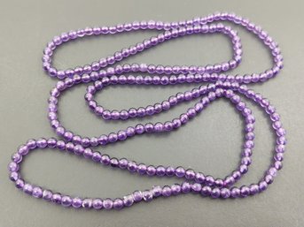 BEAUTIFUL ROUND 4mm NATURAL AMETHSYT BEADS NECKLACE