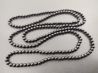 BEAUTIFUL ROUND 4mm ONYX BEADS NECKLACE