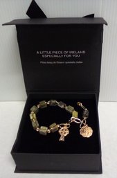 Connemara Marble Vintage Bracelet With Celtic Cross Charm & St. Patrick Charm Made In Ireland-The Irish Store