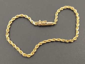 VINTAGE 14K GOLD 2mm ROPE CHAIN BRACELET