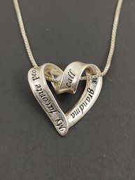 VINTAGE STERLING SILVER GRANDMA HEART PENDANT NECKLACE