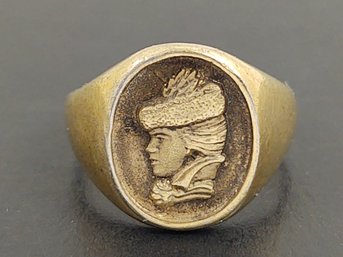 VINTAGE GOLD OVER STERLING SILVER SIGNET RING