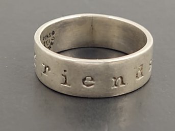 VINTAGE DESIGNER FAR FETCHED STERLING SILVER FRIENDS FOREVER BAND RING