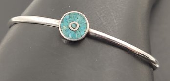 VINTAGE STERLING SILVER CRUSHED TURQUOISE CUFF BRACELET