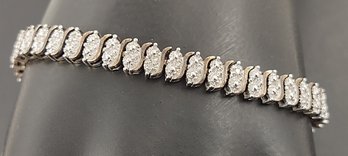 BEAUTIFUL GOLD OVER STERLING SILVER TINY DIAMOND TENNIS BRACELET