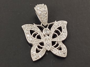 STUNNING STERLING SILVER CZ BUTTERFLY PENDANT