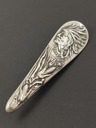 VINTAGE STERLING SILVER INDIAN CHIEF PIN / BROOCH