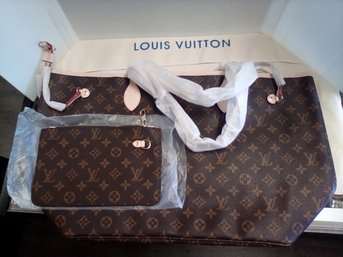 Replica Never Fall GM Louis Vuitton Tote Bag & Slip Cover.  Never Used.  Clean Reproduction TT/B1