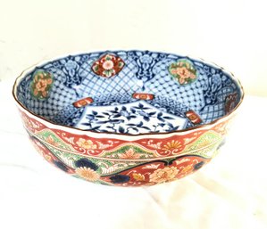 Stunning Large Asian Bowl In Painted Ceramic