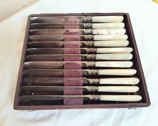 Set Of Knives With Mother Of Pearl Handles, In Box