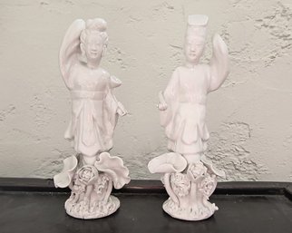 Blanc De Chine Vintage Pair Of Asian Figurines