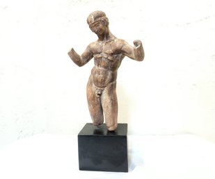 Antiquity Reproduction Vintage Statuette On Black Wood Base