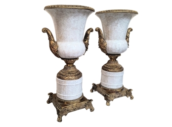 Pair Of Extraordinary Vintage Vases / Urns