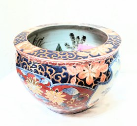 Ceramic Pot / Vase/ Jardiniere With Elaborate Asian Design