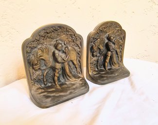 Vintage Brass Bookends With Elaborate Figurative Design