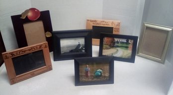 Photo Frame Lot - Among Them,  2 Engraved Wood For Vail, Several Photos Included TT/C3