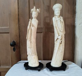 Pair Of Mid-century Faux Ivory Table Lamps