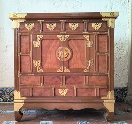 Gorgeous Burl Wood Small Asian Cabinet / Chest/ Nightstand