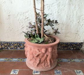 Tall Faux Tree And Terracotta Planter/ Vase-one Of Two In This Sale