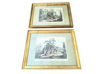 Pair Of Italian Reproduction 18th Century Prints Titled April And May