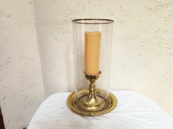 Vintage Brass Toned Candle Holder / Hurricane Lamp