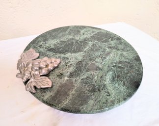 Charcuterie Board In Green Marble With Grape Design Feature