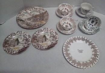 3 Dickens Dishes - W.H. Grindley,  3 Paragon Bone China Teacup Sets, 50th Anniv. Dish & Japan Teacup Set TT/E3