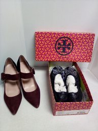 Ladies 8-1/2 Size Shoes - Tommy Hilfiger Heels & Tory Burch, Eddie With Bow-lamb/mestico Flats  TTB5