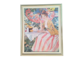 Framed Lithographic Work On Paper Of Impressionist Portrait