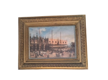 Beautifully Framed Lithographic Print Of Antique Venice Scene