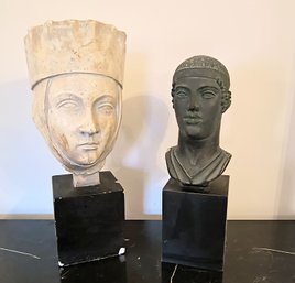 Two Vintage Reproduction Busts On Wood Bases