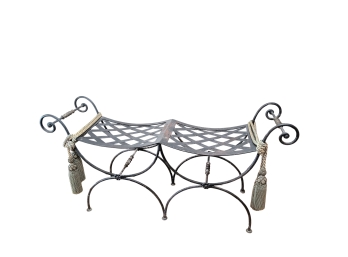 Beautiful Vintage Wrought Iron Double Seater Bench - Indoor/outdoor