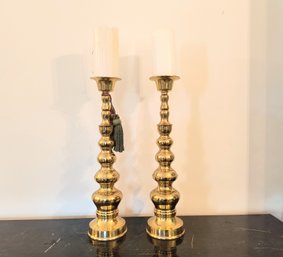 Nice Pair Of Heavy Brass Candlesticks